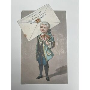 Victorian Man With Flowers A D Sharpe Jamestown NY New York Antique Trade Card